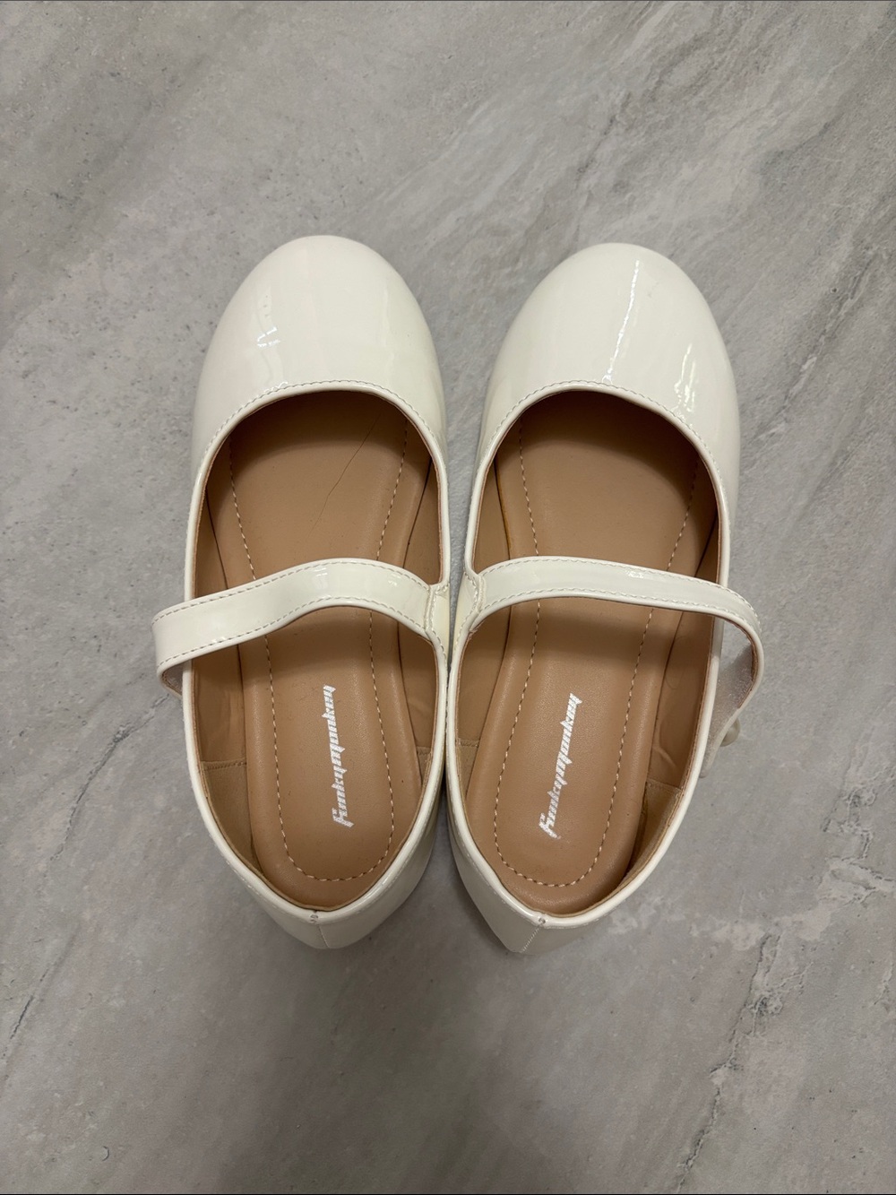 Patent Mary Jane Flats in White